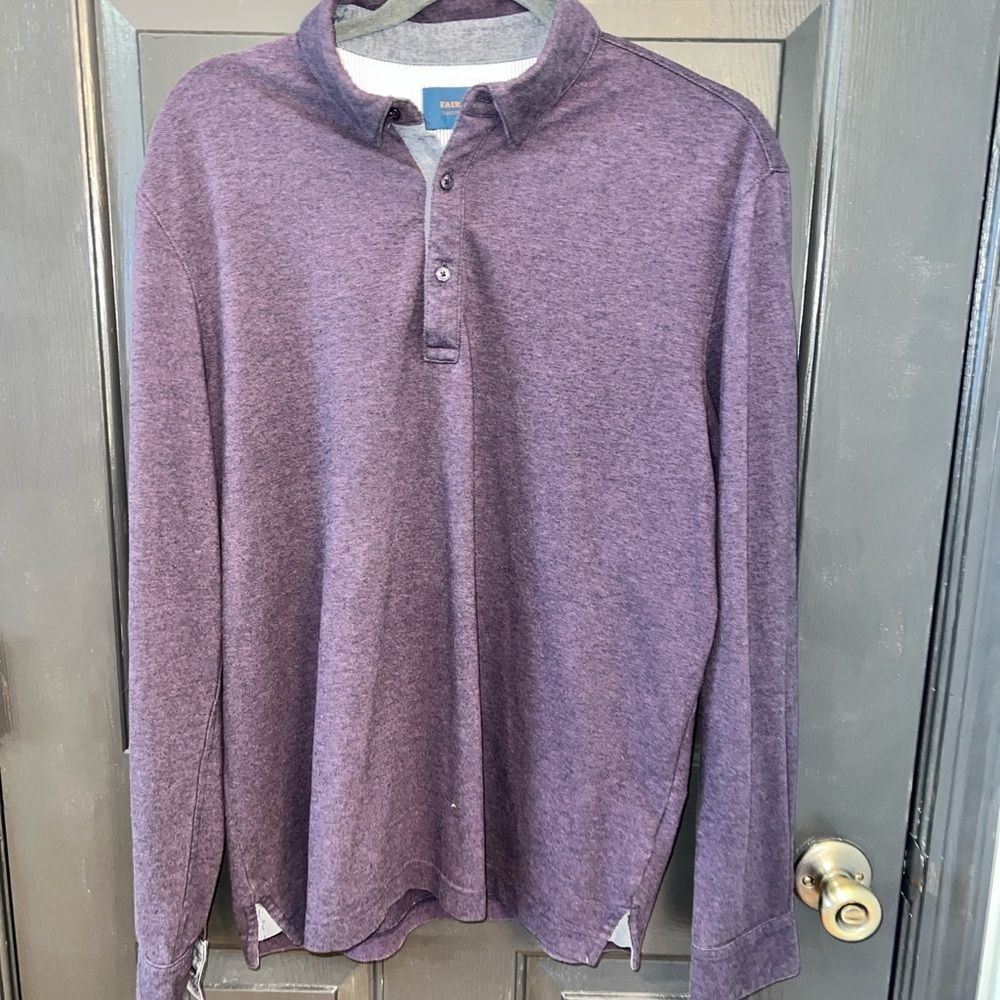 Fairlane Men's Purple Long Sleeve Polo Shirt M Cotton Polyester Spandex